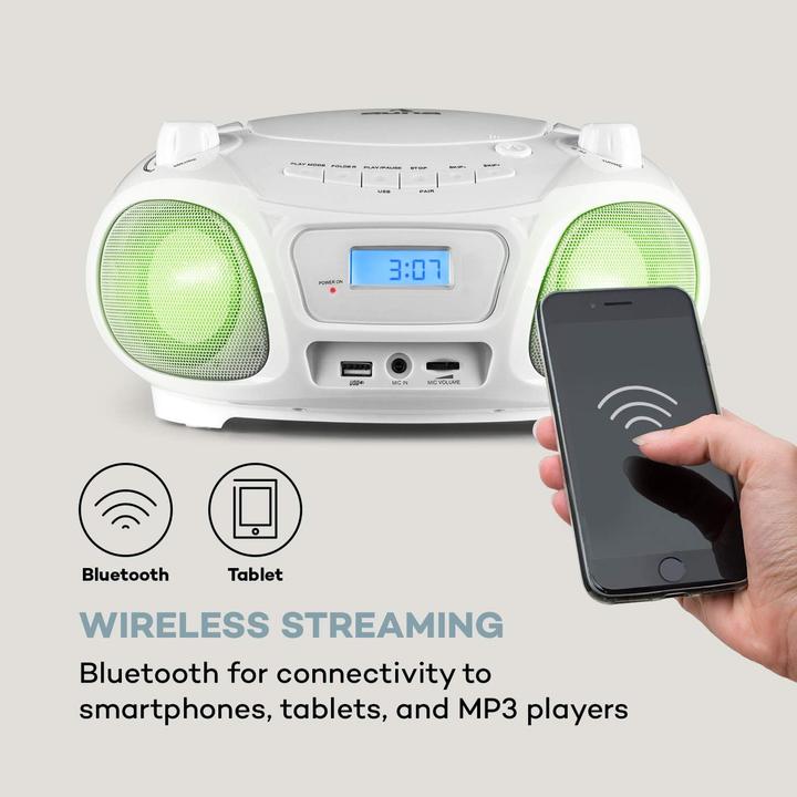 Image du produit Auna Lecteur CD, 2 haut-parleurs de 1,5 W Blanc