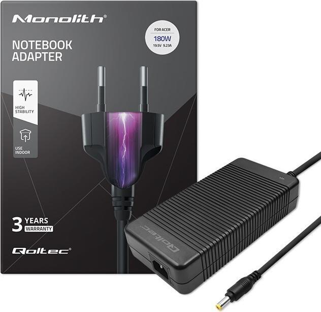 Image du produit Qoltec Adaptateur secteur pour ordinateur portable Acer 180W| 9.23A| 19.5V| 5.5*1.7 - Adaptateur secteur (180 W)