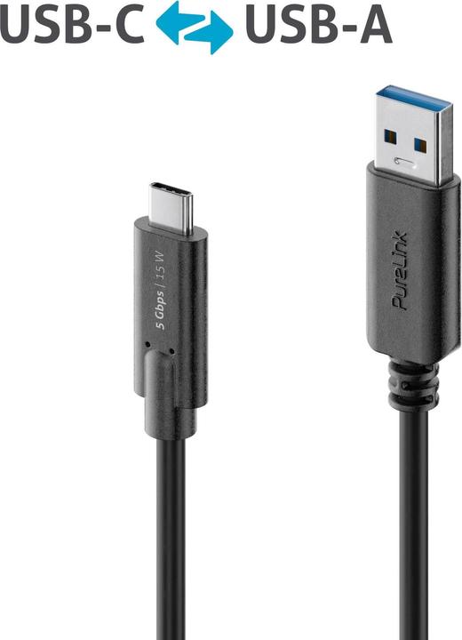 Produktbild Purelink USB A – USB C (2 m, USB 3.1, 5 W)