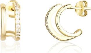 Immagine prodotto JVD - Charming gold-plated hoop earrings with zircons SVLE1623X61GO00