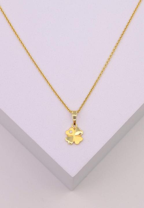 Image du produit Muau Diamond pend cloverleaf yellow gold 750 brilliant 0.01.00ct. 15x8mm (Or jaune 750/18K)