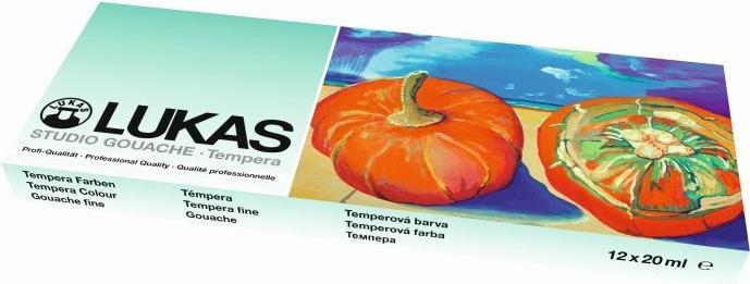 Actual product image Nerchau LUKAS STUDIO GOAUCHE - Premium Quality Artists' Gouache - Starter Set T12 with 12 x 20 ml (Multicoloured, 228 ml)