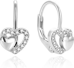 Beneto Charming silver earrings with hearts AGUC1283DL