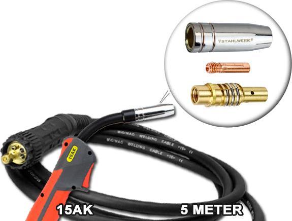 Produktbild Stahlwerk Schweissbrenner MIG MAG AK15/MB15 5m Schlauchpaket Eurozentralanschluss