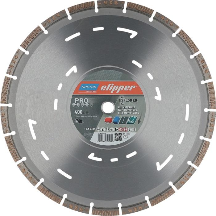 Actual product image Saint-Gobain Diamond saw blade 4x4 Explorer D.400mm Bohr.20mm 3,2mm 12mm NORTON CLIPPER