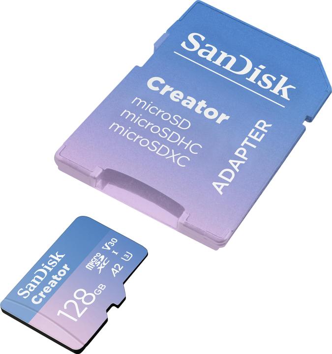 Actual product image SanDisk Creator UHS-I V30 (128 GB, microSDXC, U3, UHS-I)