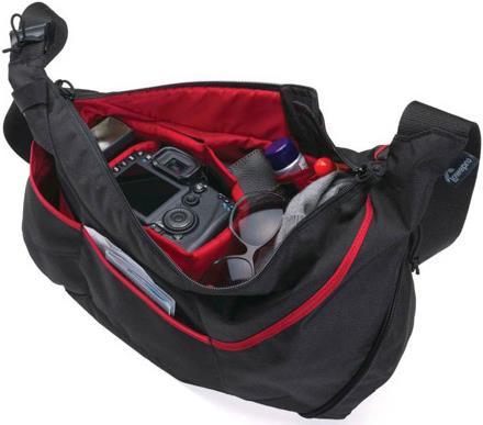 Actual product image Lowepro Passport Sling II SLR Camera Bag Black-Red (Camera shoulder bag)