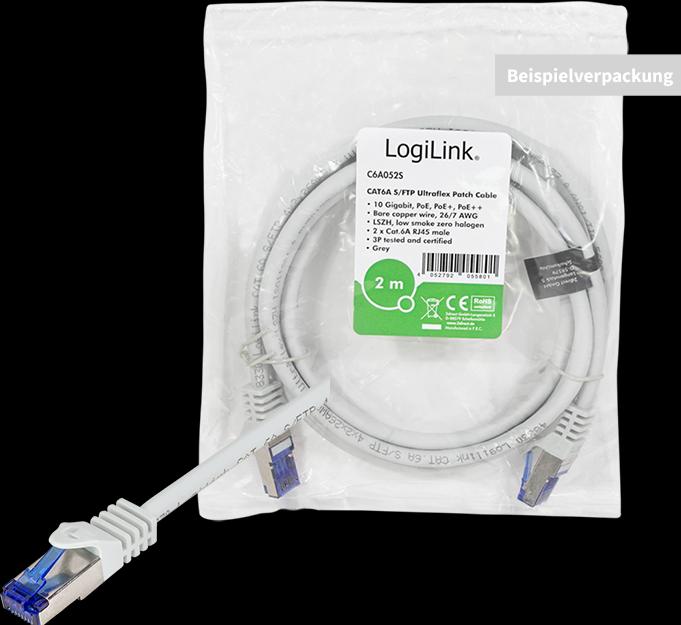 Immagine prodotto LogiLink Cavo patch Ultraflex, Cat.6A, S/FTP, 5,0 m, grigio con cavo grezzo Cat.7, cavo extra flessibile e (S/FTP, CAT6a, 5 m)