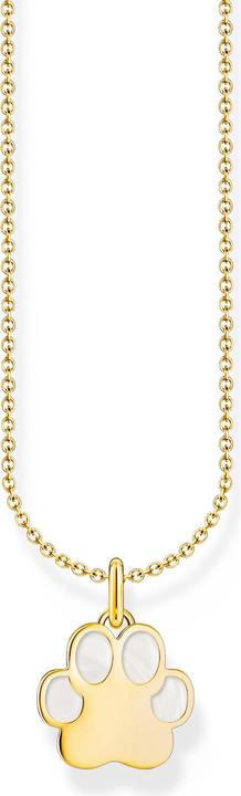 Thomas Sabo Kette mit Pfoten-Anhänger und weisser Emaille vergoldet (925er Silber, Emaille, 38 - 45 cm)