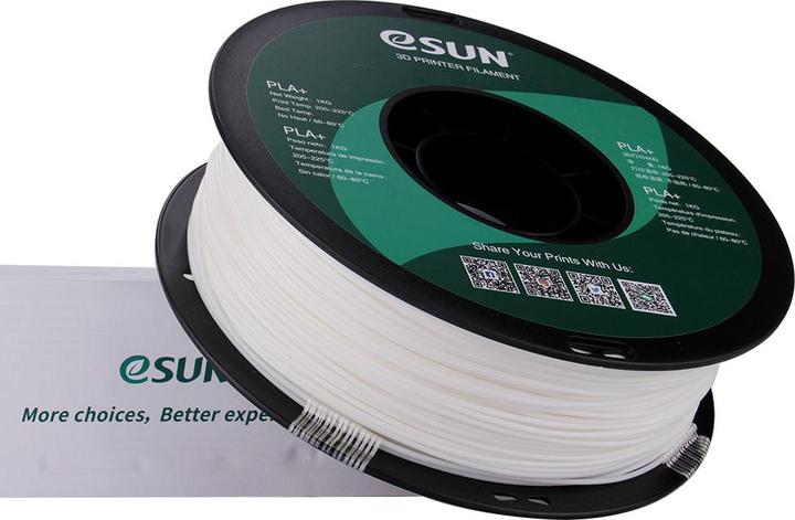 Actual product image eSUN PLA+ Filament 1.75mm White 1Kg (PLA+, 1.75 mm, 1000 g, White)