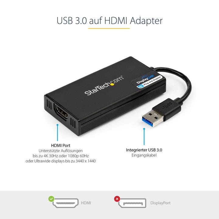 Actual product image StarTech USB HDMI Adapter (USB-A, 20 cm)