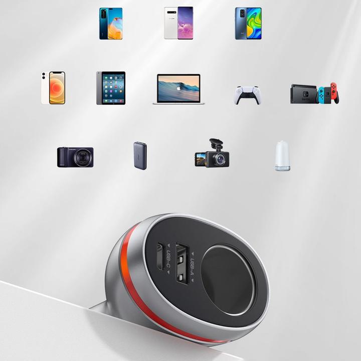 Productafbeelding Ugreen CD204 met Sigarettenaansteker Uitbreidingspoort, USB, USB-C, 84W (Grijs)