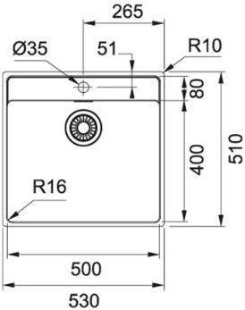 Produktbild Franke Stainless steel body sink Maris MRX 210-50 TL, 127.0531.852 (Einbauspüle, 80 cm, 51 cm)