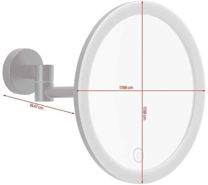 Produktbild tesa VISIOON LED-Kosmetikspiegel mit Beleuchtung, 5-fach-Vergröss. - Wandmontage ohne Bohren, Schwarz (8 x 22 x 18 cm)