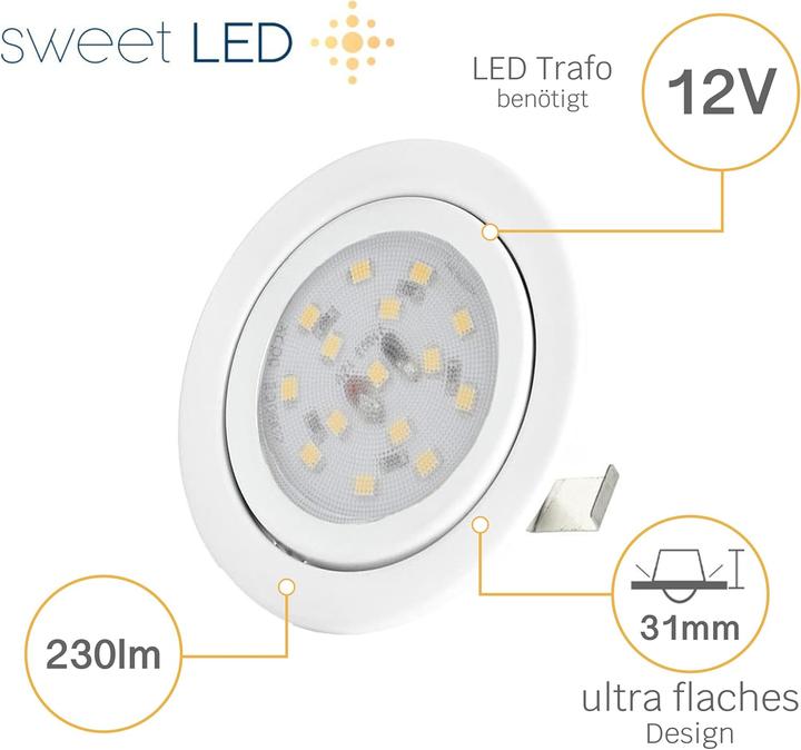 Produktbild Sweet Led 4-teiliges LED Einbaustrahler-Set, flach (230 lm)