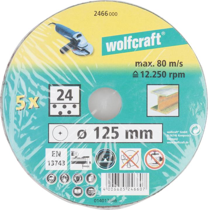 Produktbild wolfcraft wolfcraft 1 Fiberschleifsch.-Set 20-tlg. WS ø125mm (24, 40, 60, 100)