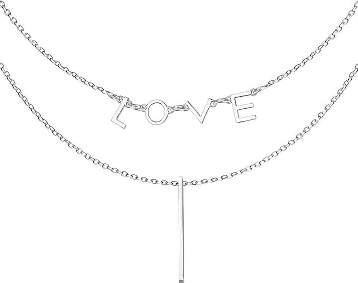 Star Piercing Kette silber Anhänger LOVE und Balken (ohne Messing, Chirurgenstahl 316L)