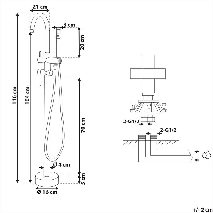 Produktbild Beliani Freistehende Armatur matt weiss / silber TUGELA
