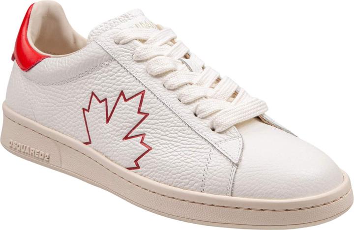 Actual product image Dsquared2 boxer sneakers in leather white and red color (40)
