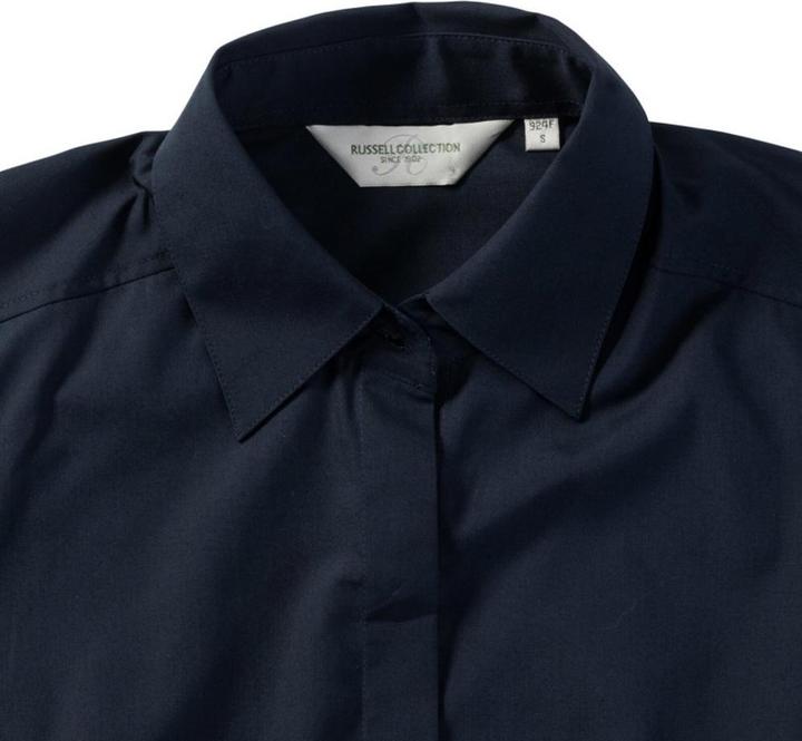 Produktbild Russell Collection Popelin Bluse Hemd Langarm pflegeleicht tailliert (M)