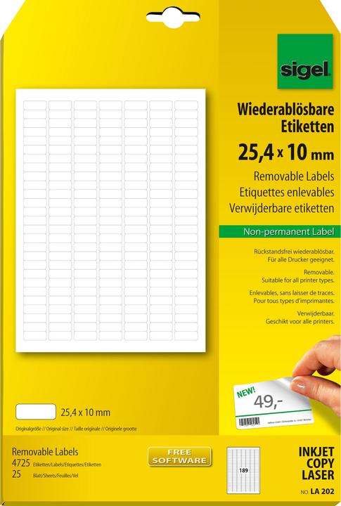 Produktbild Sigel Wiederablösbare Etiketten