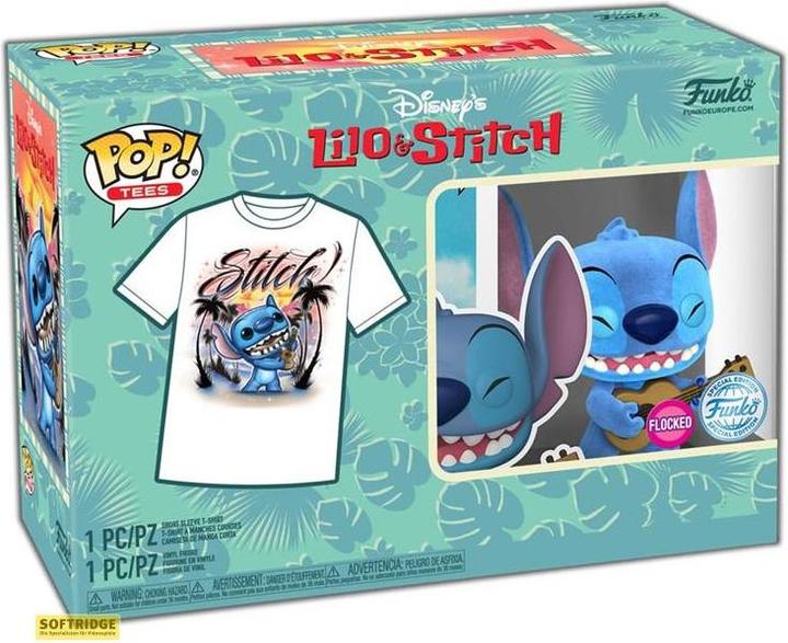 Produktbild Funko DISNEY - POP N° XXX - Ukelele Stitch (FLOCKED) +T-shirt (XL)