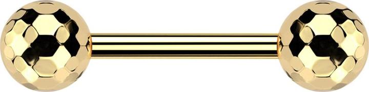 Produktbild Star Piercing Threadless Barbell vergoldet mit zwei Discokugeln vergoldet (Titan G23, ohne Messing)