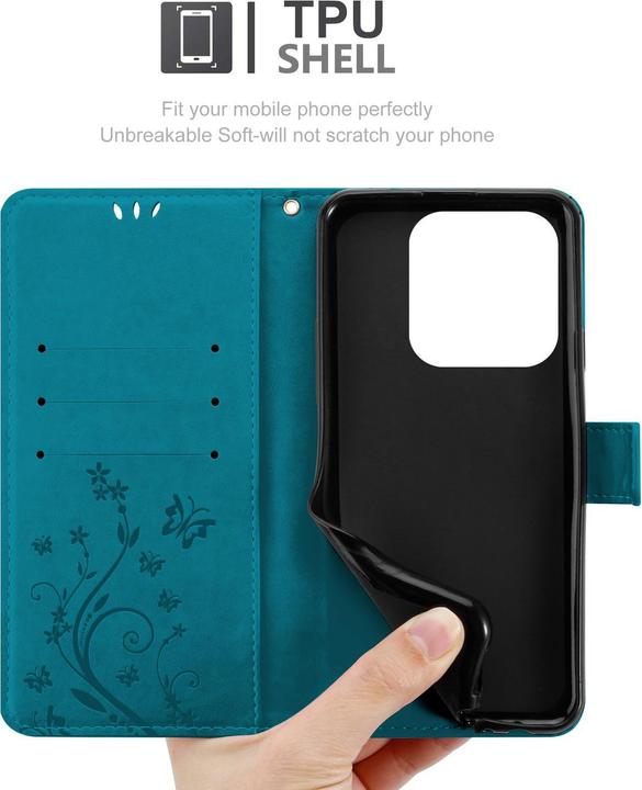 Produktbild Cadorabo Hülle für Xiaomi RedMi Note 14 5G mit Blumen Muster (Xiaomi Redmi Note 14 5G)