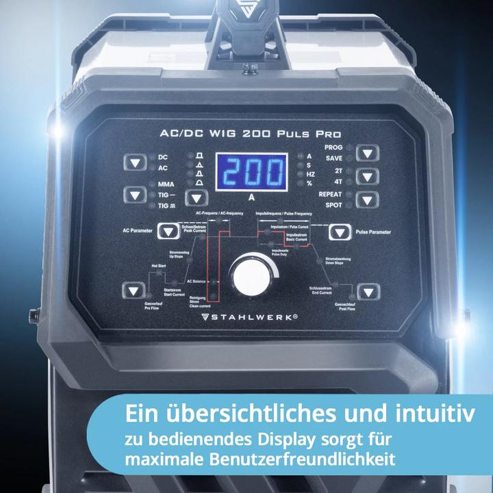 Produktbild Stahlwerk Digitales Schweissgerät AC/DC WIG 200 Puls Pro Vollausstattung