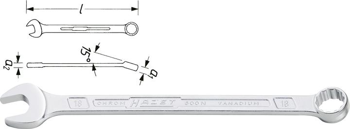 Actual product image HAZET Combination wrench 600N-5.5 ∙ Outside 12-point traction profile ∙ 5.5 mm (5.5 mm)