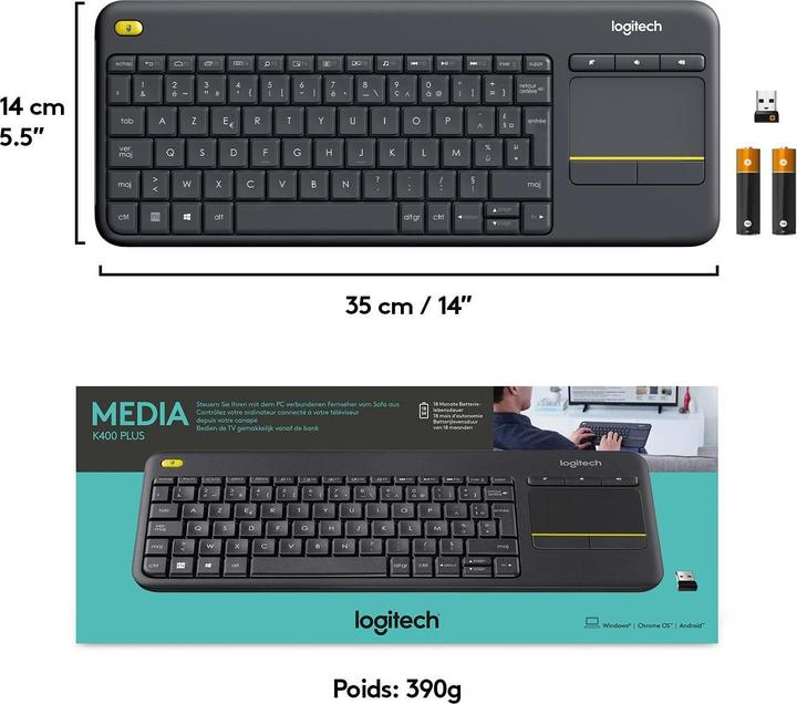 Produktbild Logitech K400 Plus (CH, Kabellos)