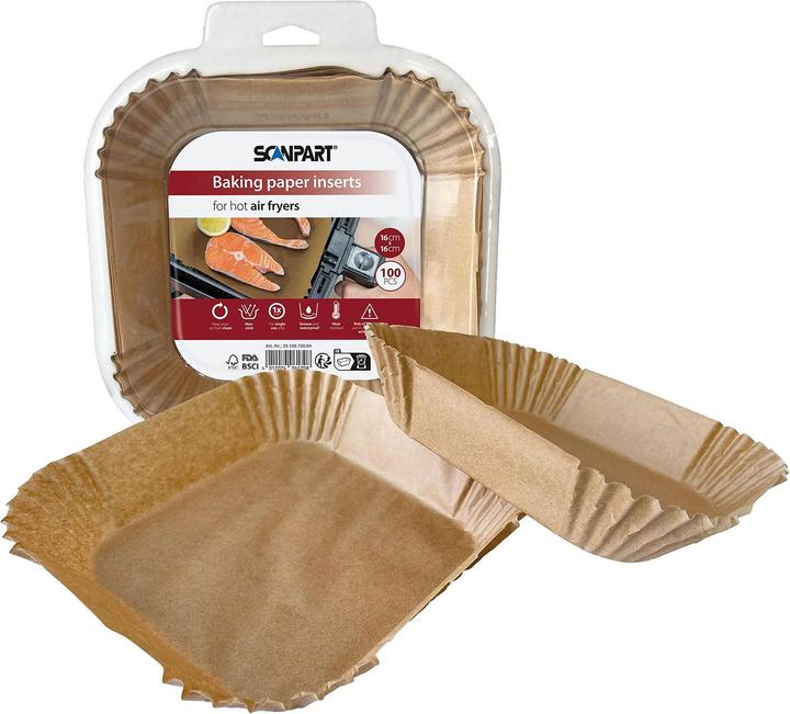 Produktbild Scanpart 2910070004 Heissluftfritteusenpapier 16x16 cm eckig, 100er