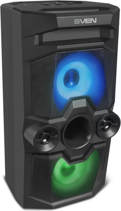 Actual product image Sven Speaker PS-650, juodas, power output 2x25W (RMS), TWS, Bluetooth, FM, USB, Micro SD, LED-displa (10 h, Rechargeable battery operated)