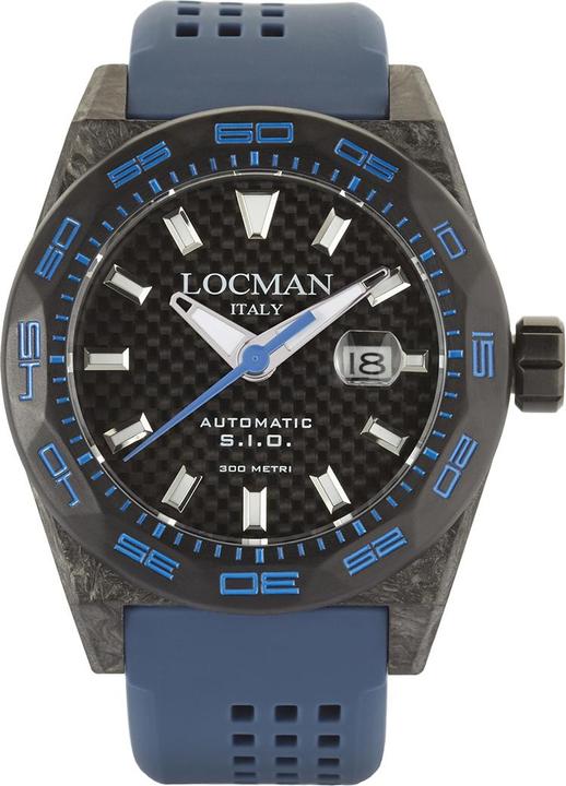 Locman Italy Herrenuhr Stealth Carbon Automatik schwarz/blau Ref. 0216 (Analoguhr, 46 mm)