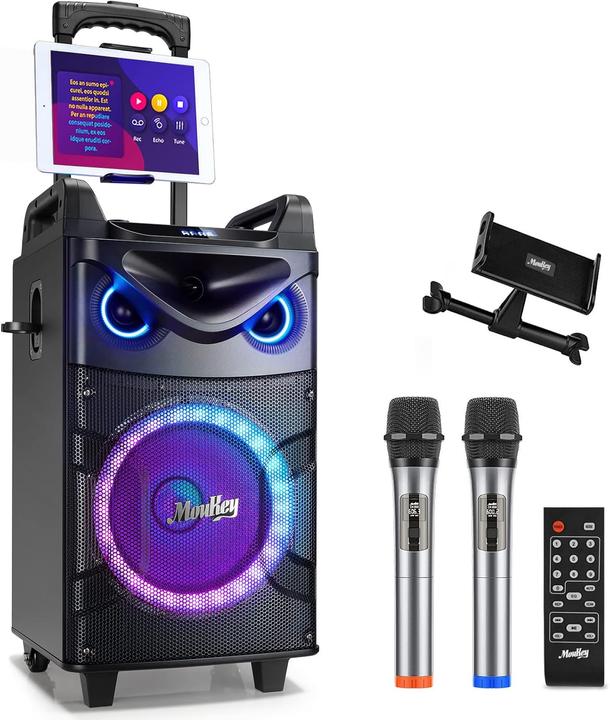 MouKey Karaoke-Anlage MK3016 mit Woofer & Mikrofonen (Passiv)