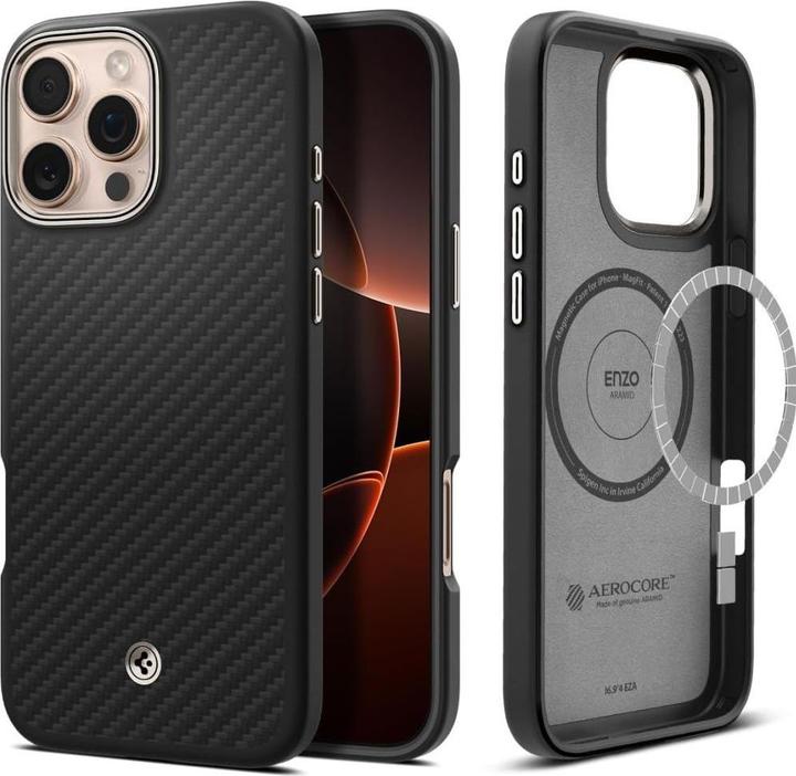 Actual product image Spigen Enzo Aramid Mag Magsafe case for iPhone 16 Pro Max 6,9" black/natural (Apple iPhone 16 Pro Max)