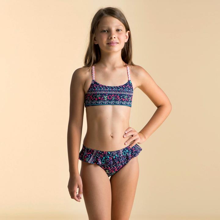 Produktbild Nabaiji Sportbikini Oberteil Mädchen - 100 lila blau (10, 11, 12)