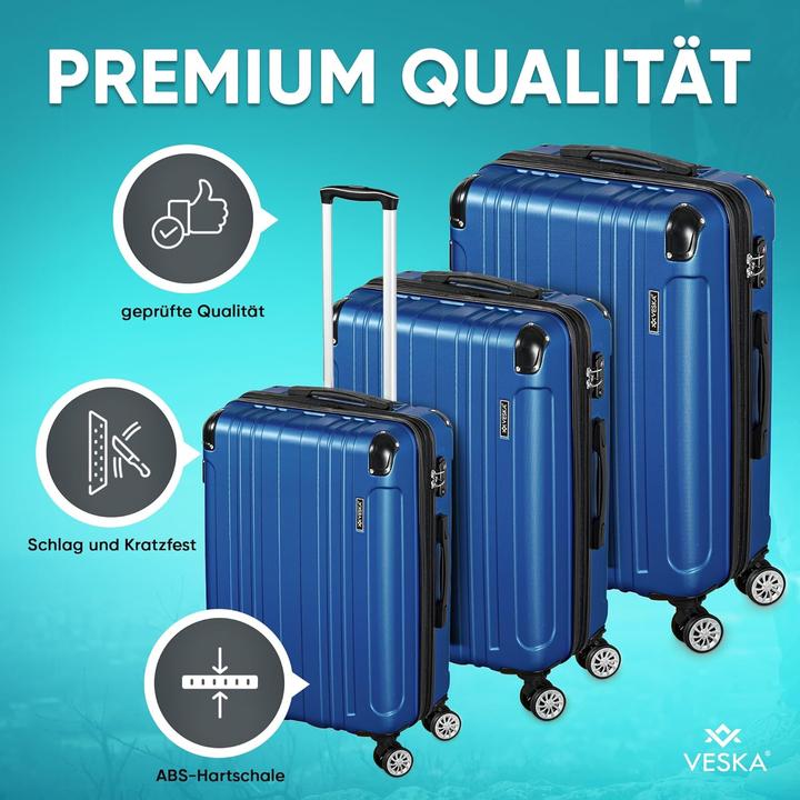 Produktbild Veska 3-teiliges Hartschalenkoffer-Set (Handgepäck (bis 50l), M (50 - 90l), L (90 - 115l))
