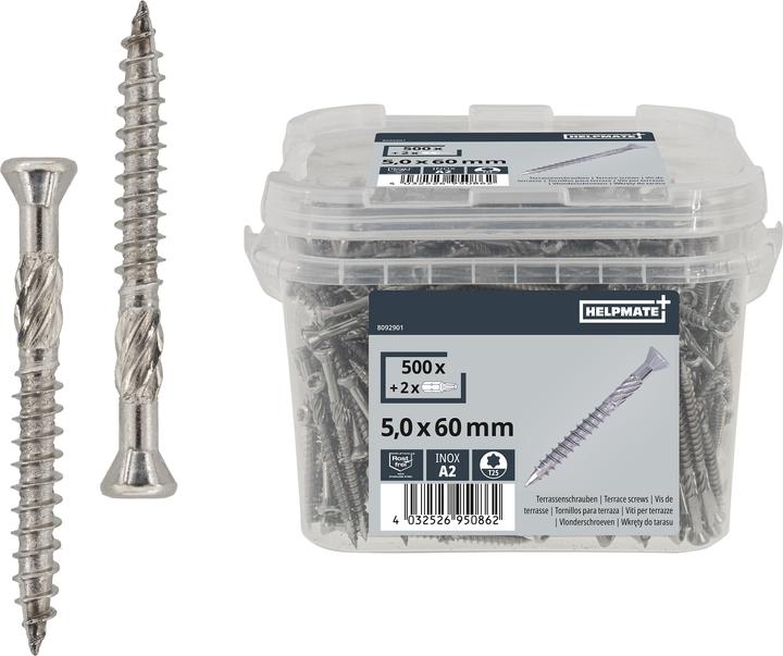 Produktbild Helpmate Terrassenschrauben 5x60 T-Antrieb, Edelstahl A2, 500 Stück (500 Schrauben pro Stück)
