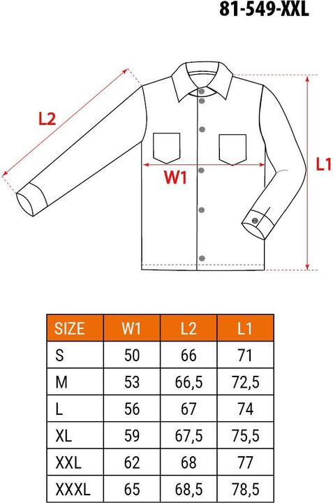 Nutritional values and ingredients Neo Koszula robocza (Koszula robocza DENIM, rozmiar XXL) (XXL)