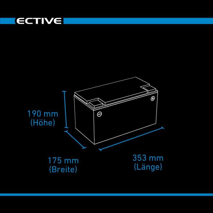 Actual product image Ective 12V 110Ah AGM Semi Cycle supply battery Motorhome battery Solar (12 V, 110 Ah)