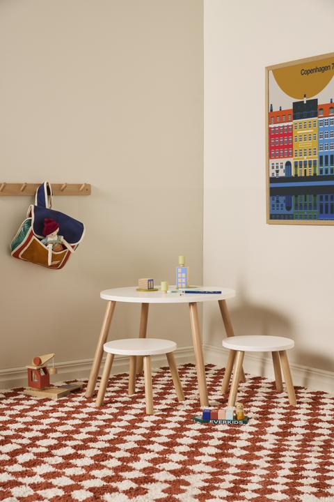 Actual product image Kids Concept Table and two stools, white (Kids table)