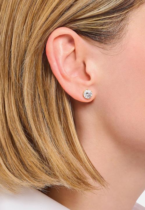 Produktbild Thomas Sabo Ohrstecker mit weissem Stein im Brillantschliff (925er Silber, 750 Gelbgold Vergoldung)