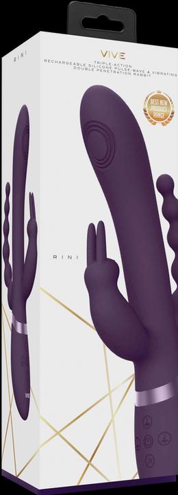 Actual product image Shots Rini - Pulse Wave & Vibrating Double Penetration Rabbit - Black