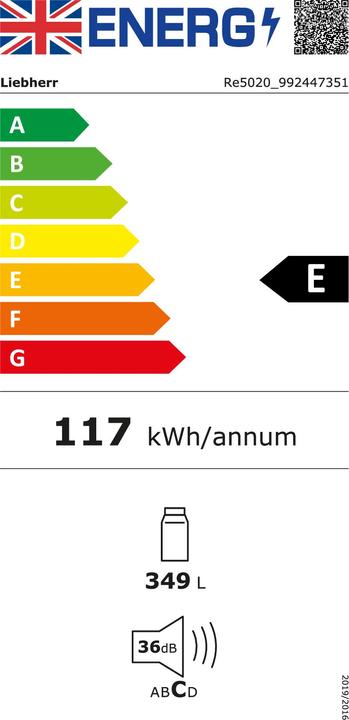 Energy Label Liebherr Refrigerator Re 5020 White, Right, Exchangeable (348 l)