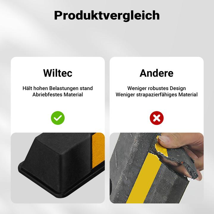 Produktbild Wiltec Radstopper 165x16x10cm Einparkhilfe Gummi Anfahrschutz Parkhilfe Garage
