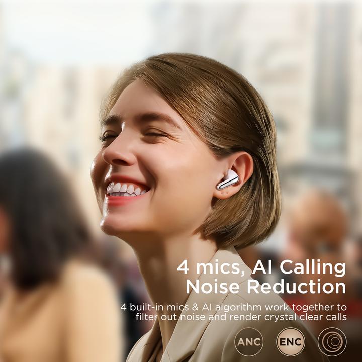Produktbild Joyroom Funpods JR-FN1 wireless in-ear TWS Bluetooth 5.4 ANC ENC headphones - white (ANC, 35 h, Kabellos)
