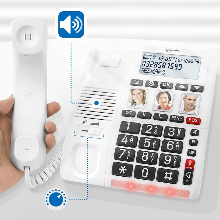 Image du produit Geemarc CL610 Téléphone d'urgence filaire avec bracelet SOS