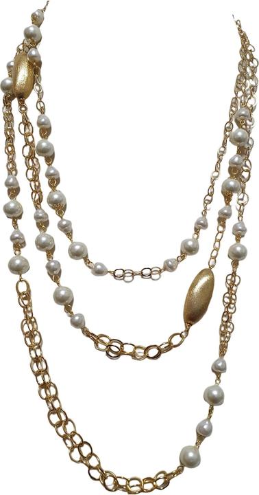 L'Officiel Collana tre fili catena oro con perle