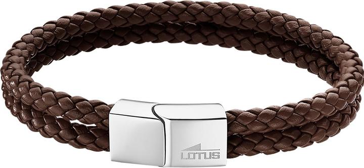 Lotus Armband (21 cm, Leder, Edelstahl)